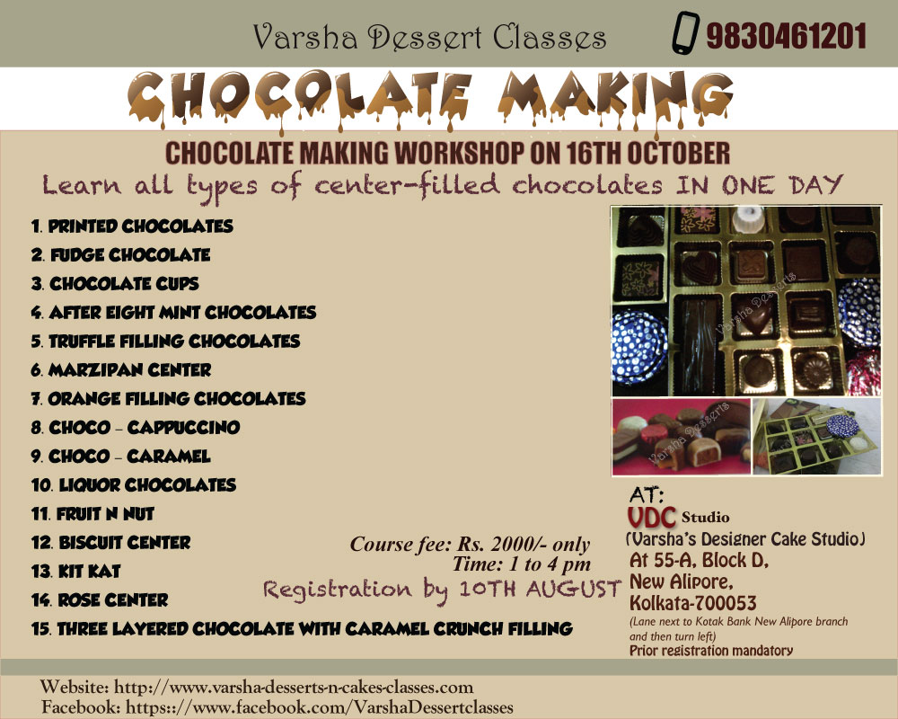 CHOCOLATE MAKING CLASS ON 16TH OCTOBER