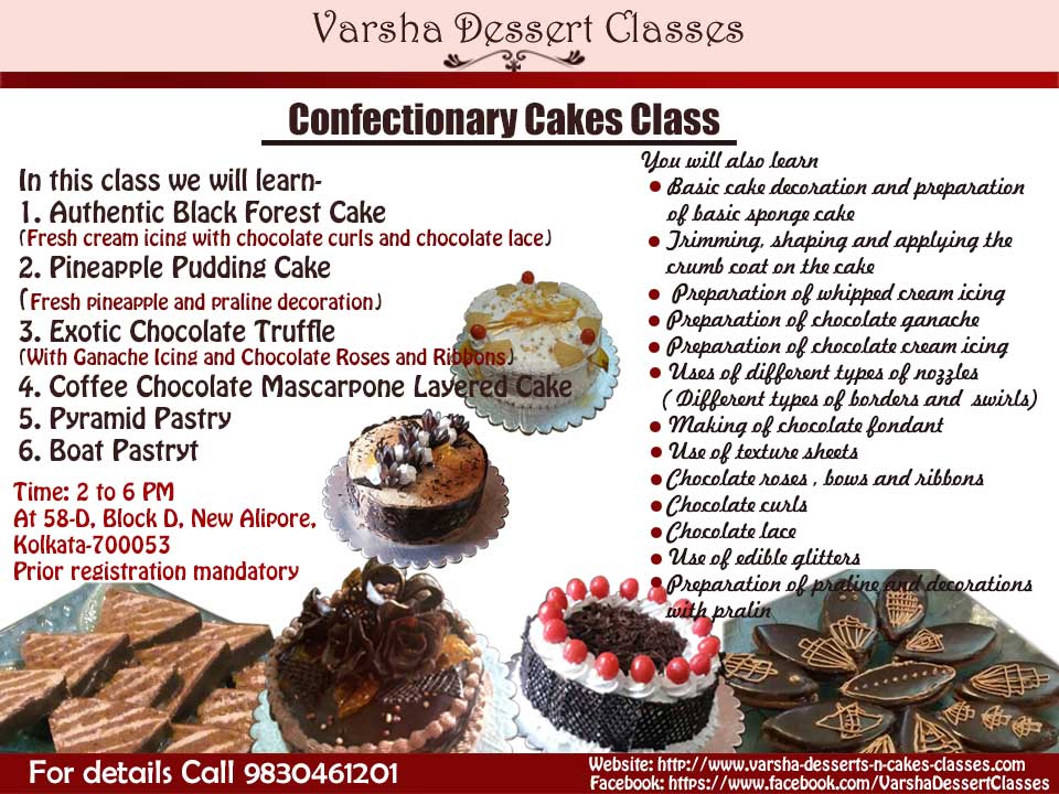CONFECTIONERY CAKES CLASS IN KOLKATA