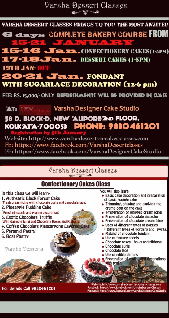 COMPLETE BAKING WORKSHOP FROM 1OTH TO 16TH MARCH