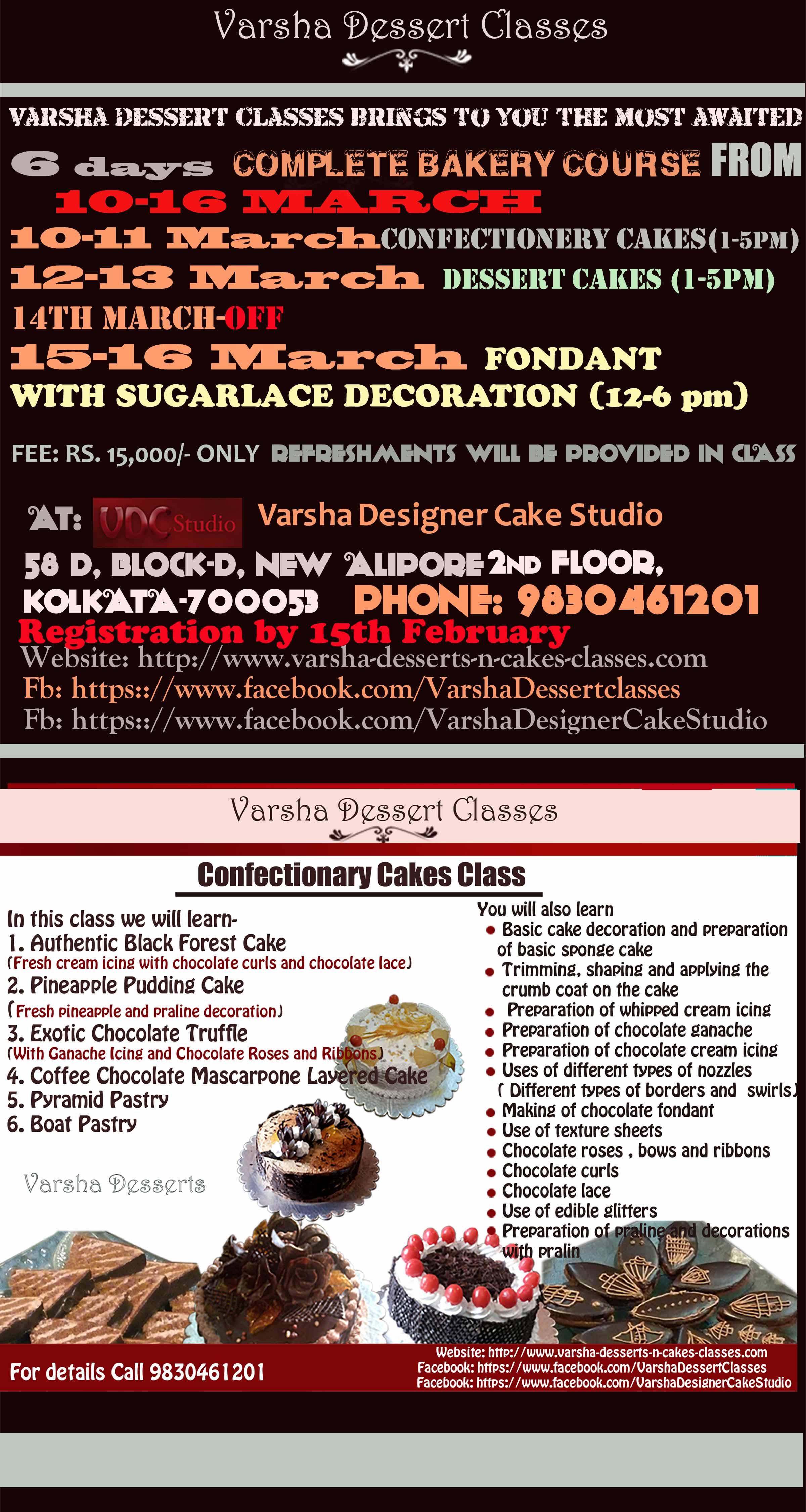 COMPLETE BAKING COURSE FROM 10TH TO 16TH MARCH