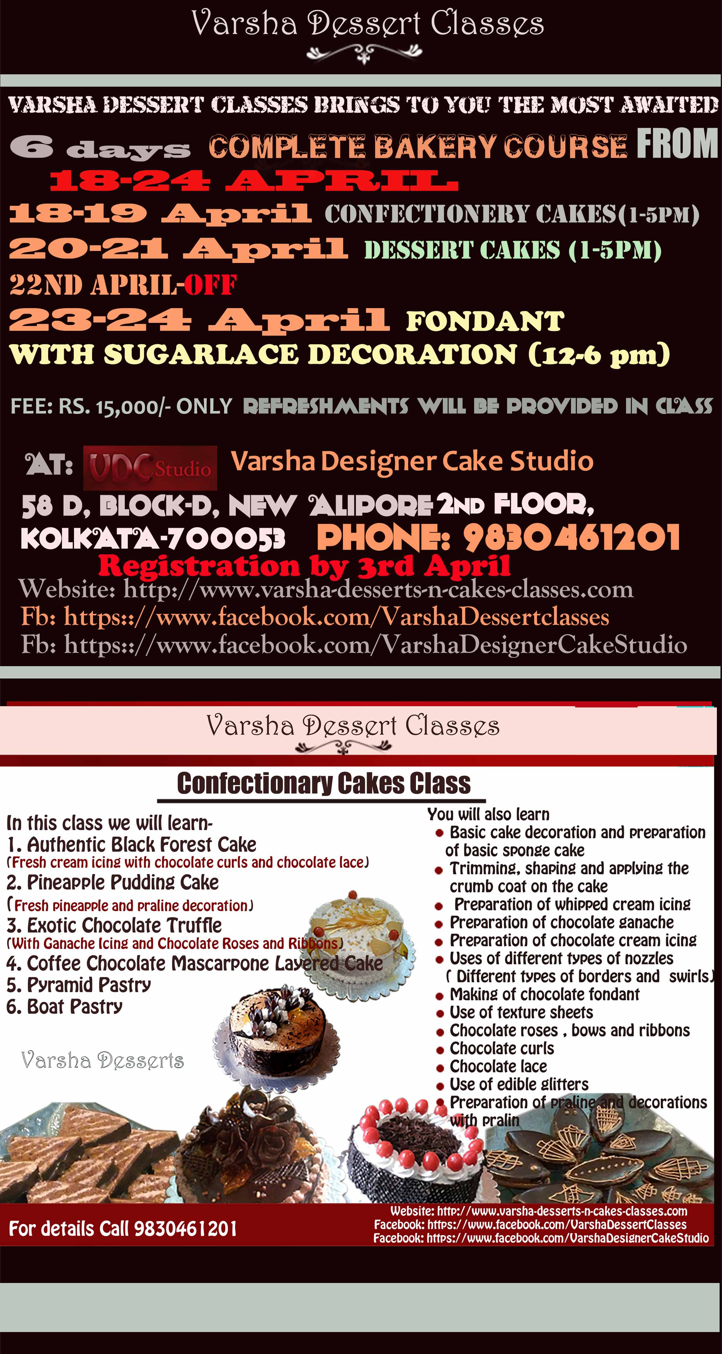 COMPLETE BAKING COURSE FROM 18TH TO 24TH APRIL