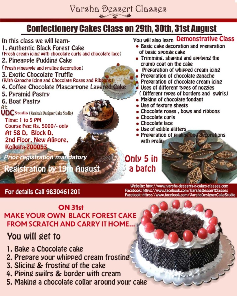 3 DAY CONFECTIONERY CAKES CLASS ON 29TH, 30TH, 31ST AUGUST