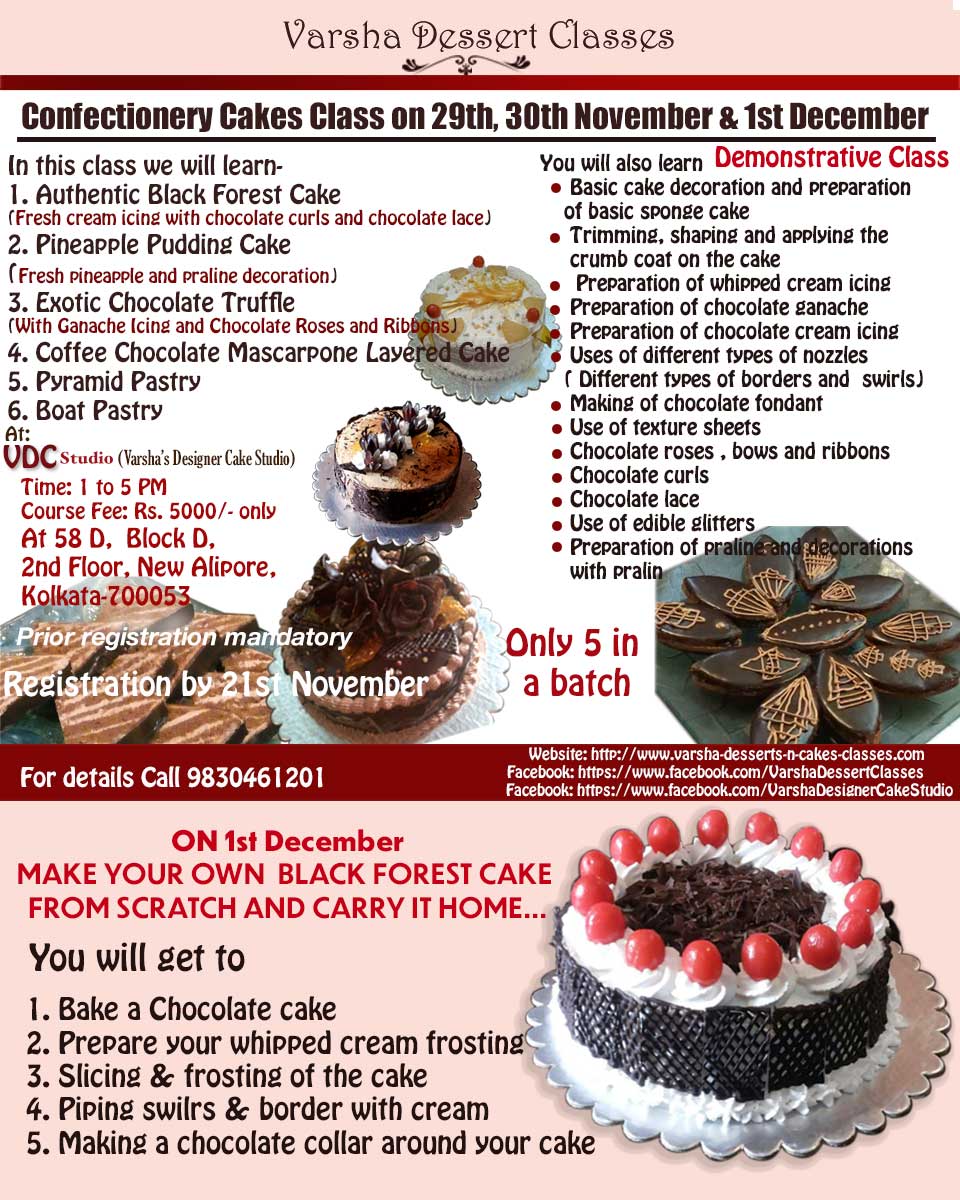 3 DAY CONFECTIONERY CAKES WORKSHOP ON 29TH, 30TH NOVEMBER & 1ST DECEMBER