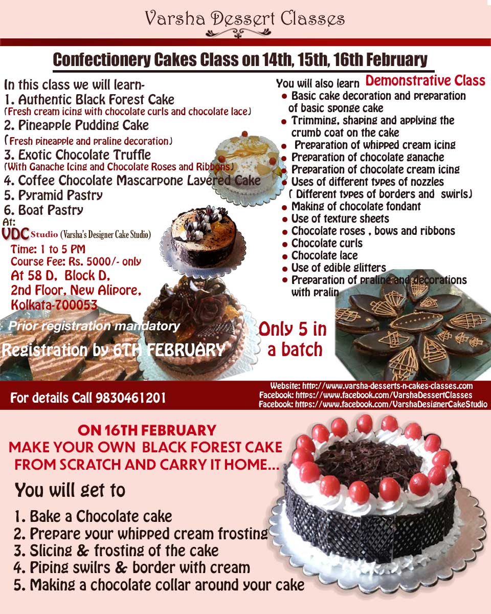 3 DAY CONFECTIONERY CAKES WORKSHOP ON 14TH, 15TH, 16TH FEBRUARY