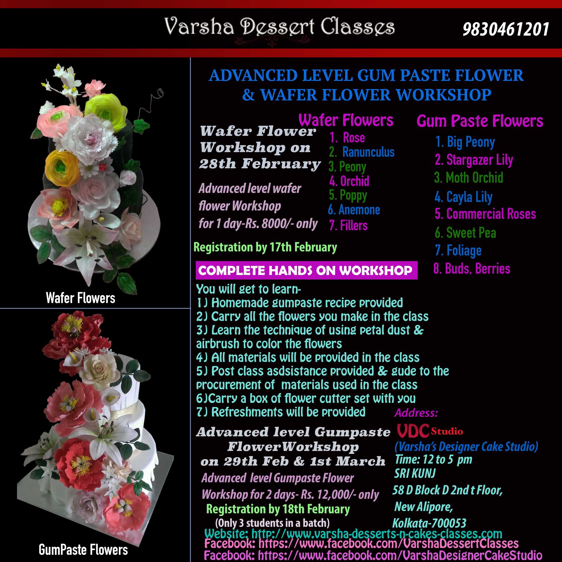GUM PASTE & WAFER PAPER FLOWER WORKSHOP ON 28TH, 29TH, FEBRUARY & 1ST MARCH